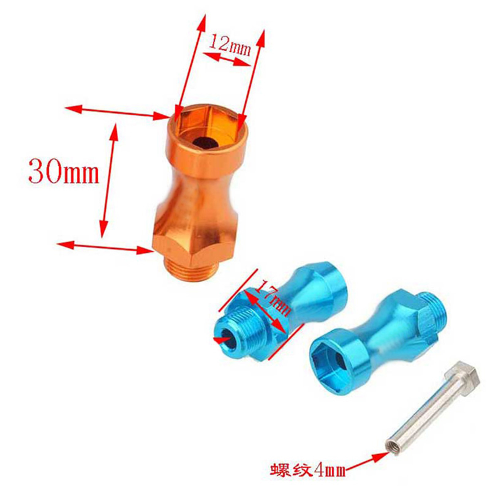 4pcs Wheel Hex 12mm Turn 17mm  - đánh giá và giá Wheel Hex Adapter